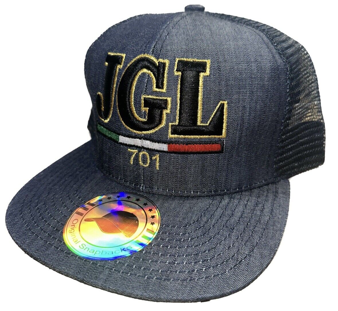 JGL El Chapo 701 Chapiza Gold Metallic 3D Custom Embroidered Trucker SnapBack