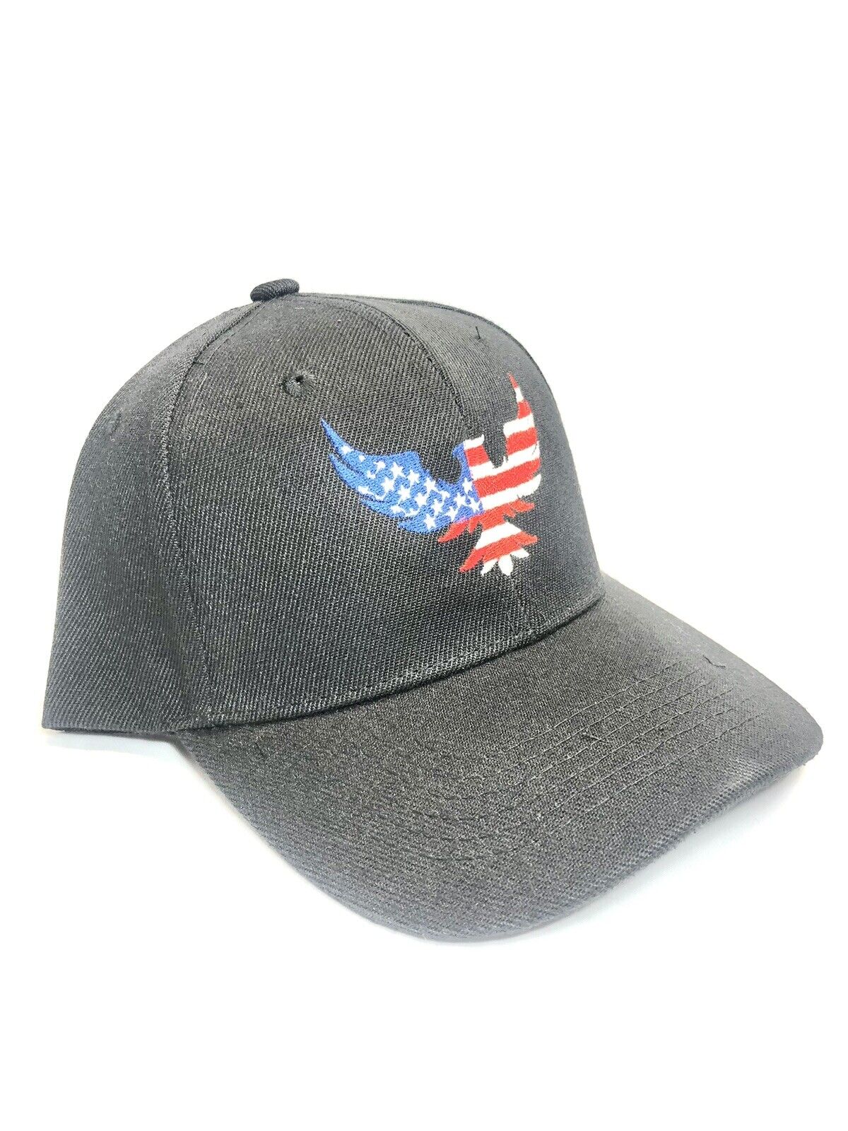 USA Flag Eagle Custom Embroidered Black Baseball Cap