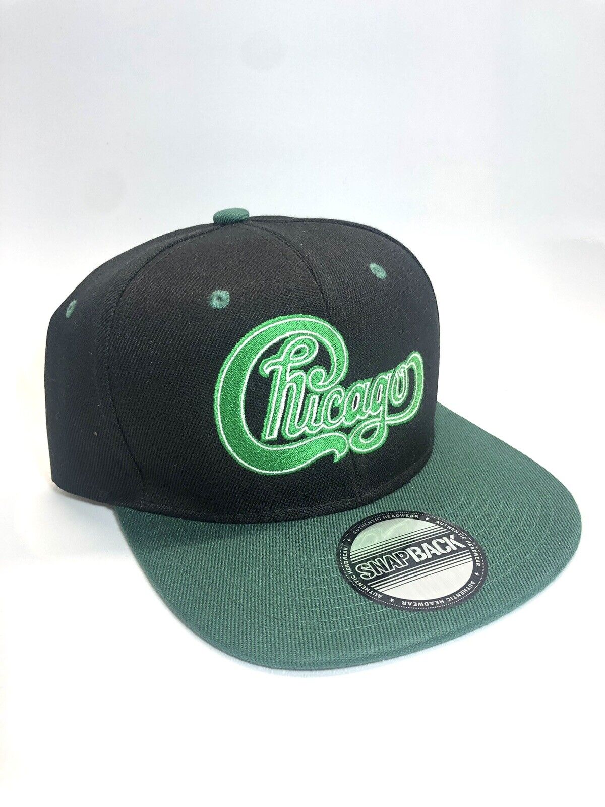 Chicago Green And White Logo Custom Embroidered SnapBack