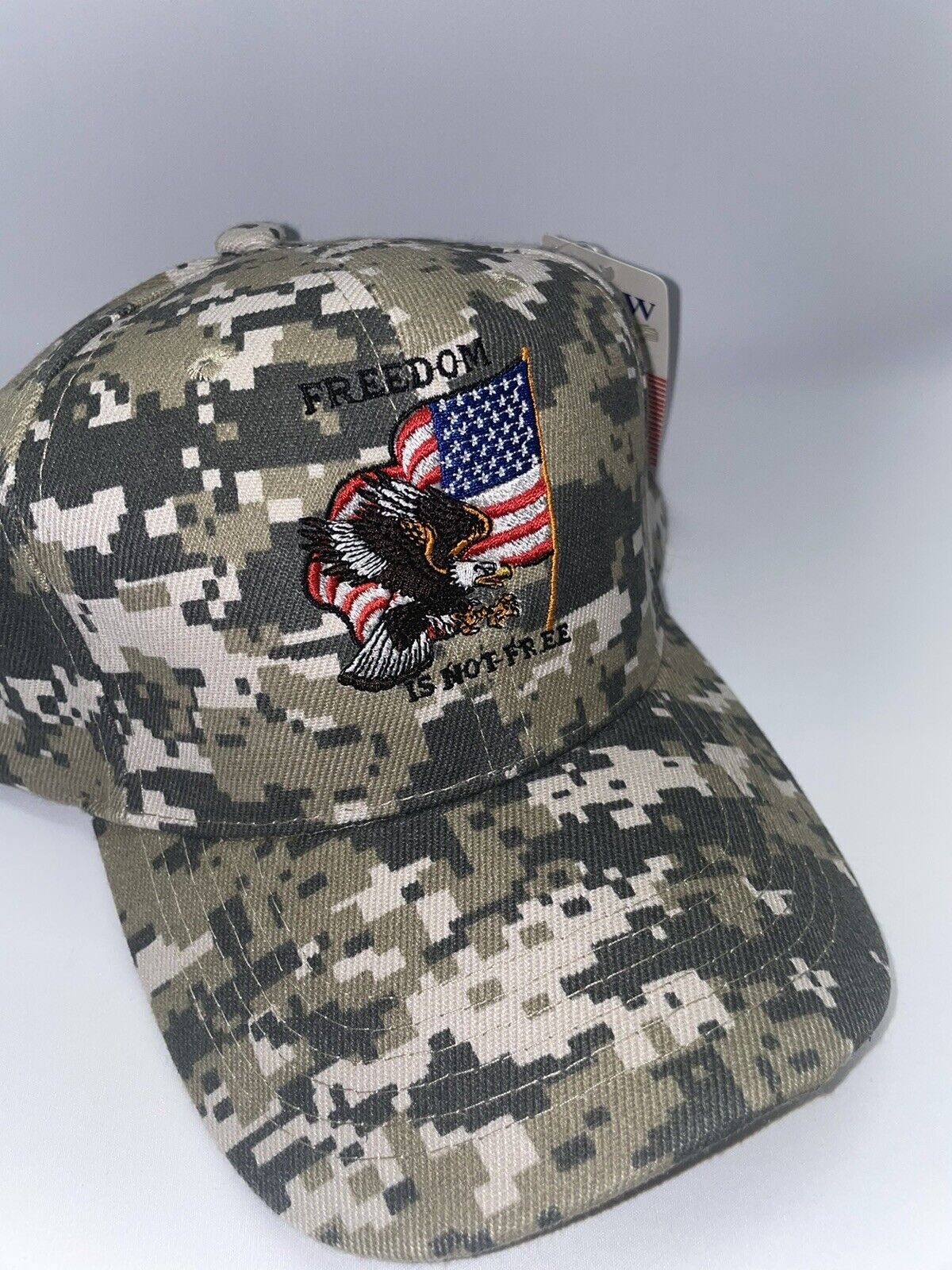 Freedom Is Not Free Embroidered Camo Baseball Cap