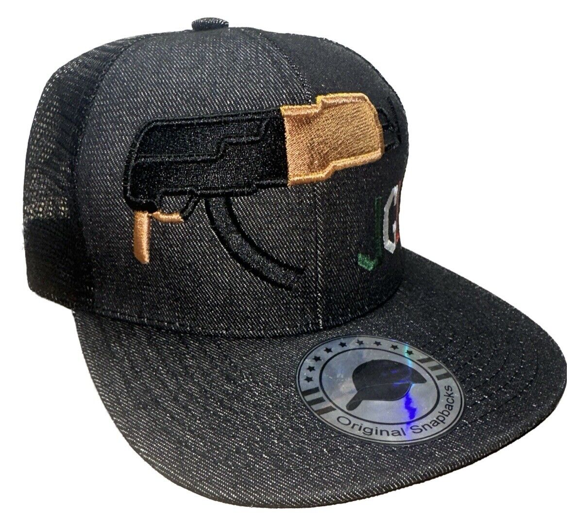 JGL Draco 3D Black Denim Trucker SnapBack