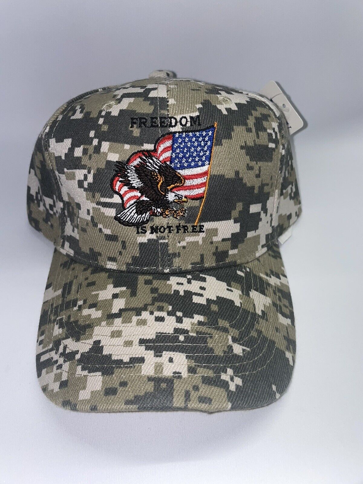 Freedom Is Not Free Embroidered Camo Baseball Cap