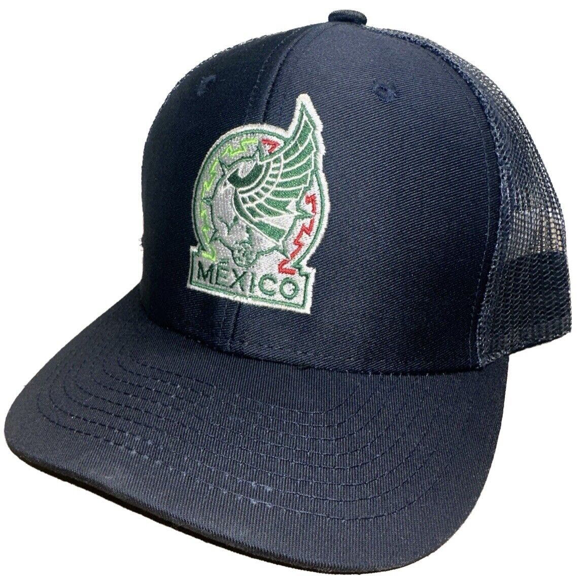 New Mexico Soccer Logo Custom Embroidered Dark Blue Trucker Baseball Cap