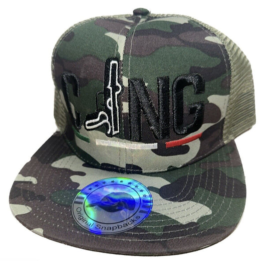 CJNG 3D Custom Embroidered Camo Trucker SnapBack