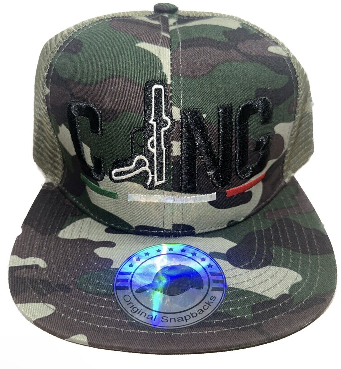 CJNG 3D Custom Embroidered Camo Trucker SnapBack