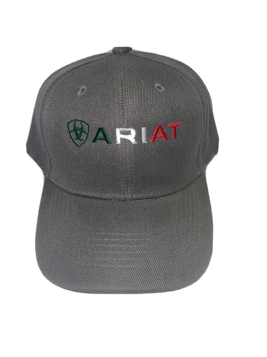 Ariat Red White And Green Logo Custom Embroidered Gray Baseball Cap