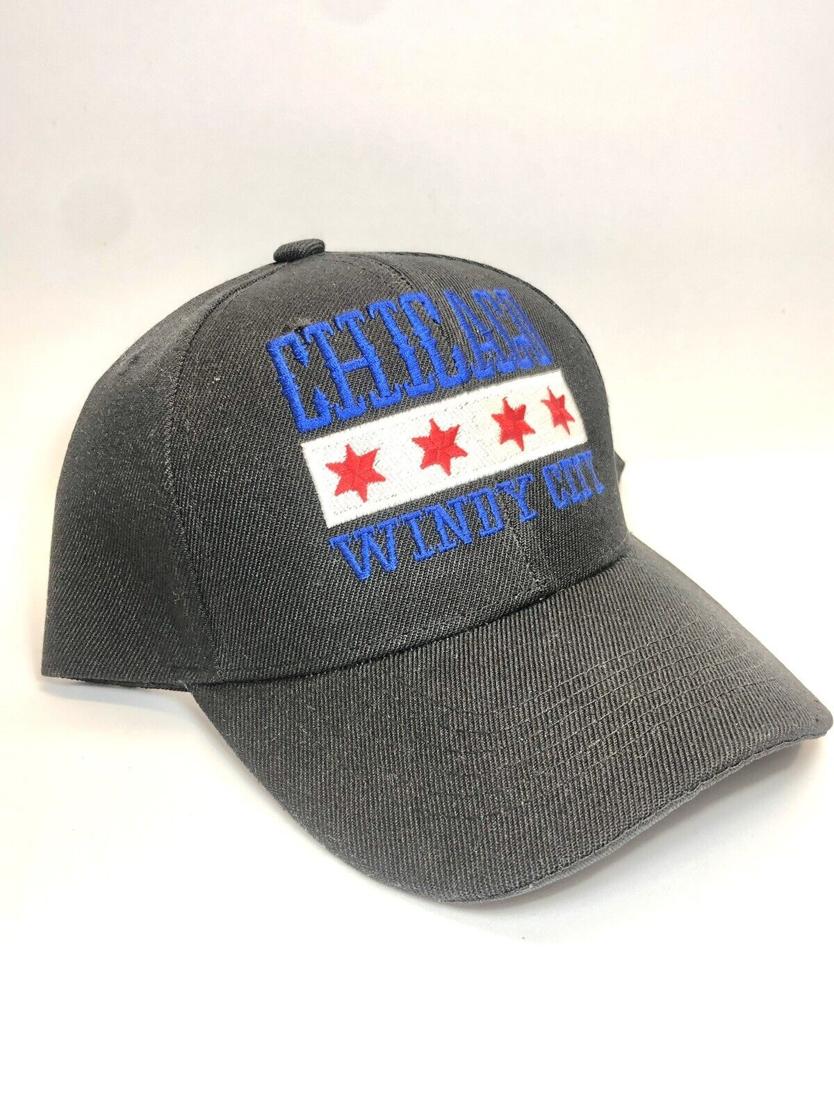 Chicago Windy City Logo Custom Embroidered Black Baseball Cap