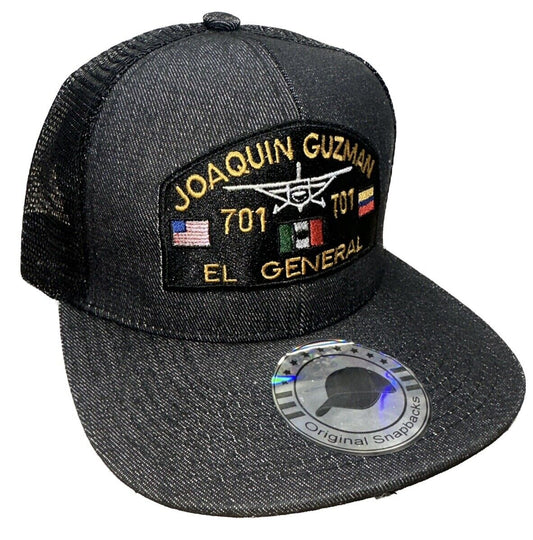 JGL Joaquín Guzmán El General 701 Black Trucker SnapBack