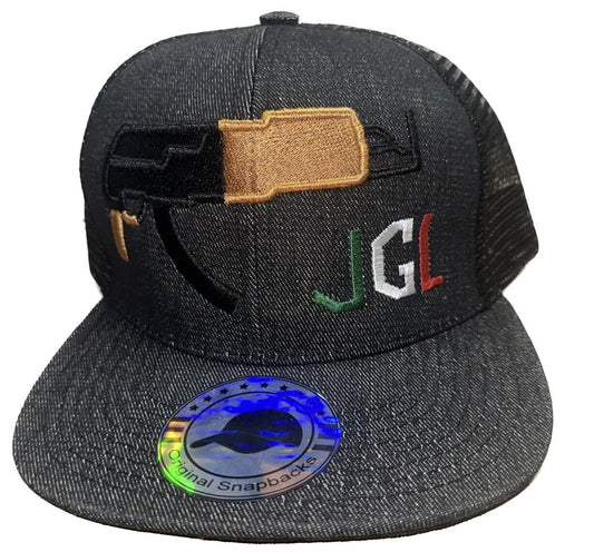 JGL Draco 3D Black Denim Trucker SnapBack