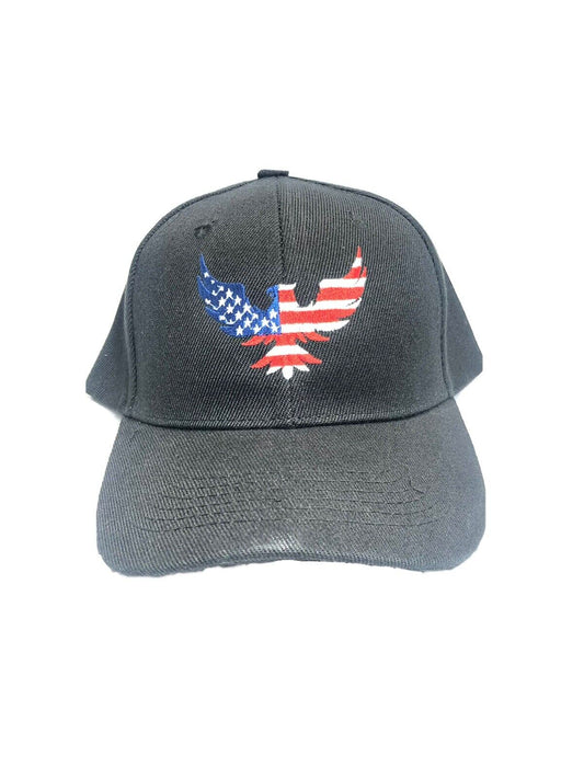 USA Flag Eagle Custom Embroidered Black Baseball Cap