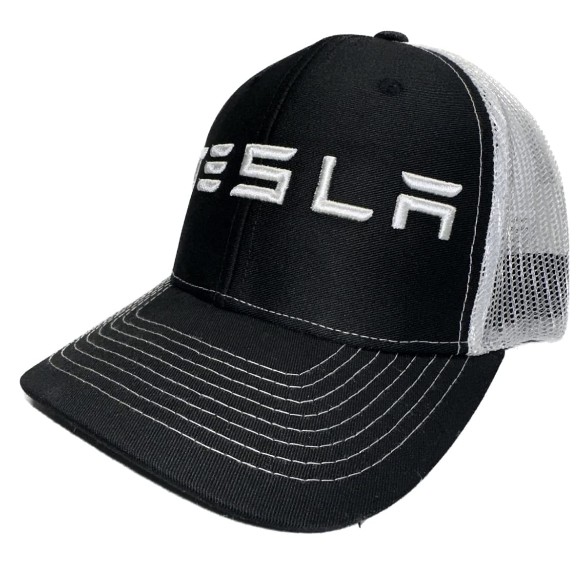 Tesla 3D Black & White Trucker Hat