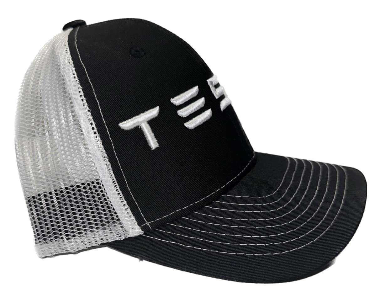 Tesla 3D Black & White Trucker Hat