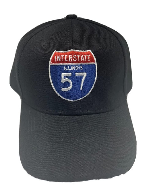 Illinois Interstate I-57 Black Baseball Cap