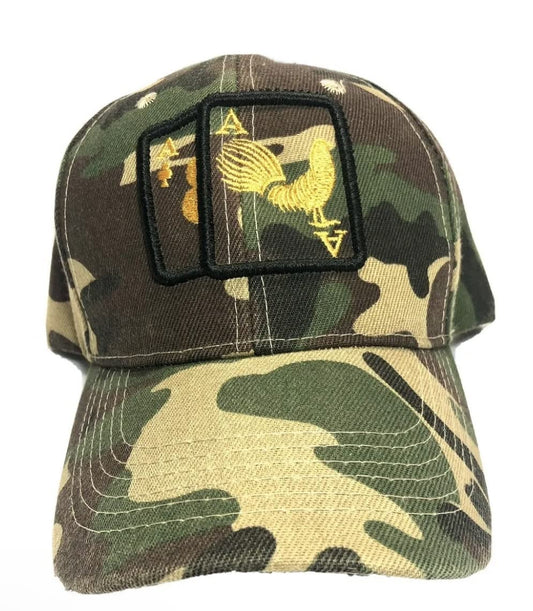 3D Cards Pair Ace Rooster Camo Baseball Cap