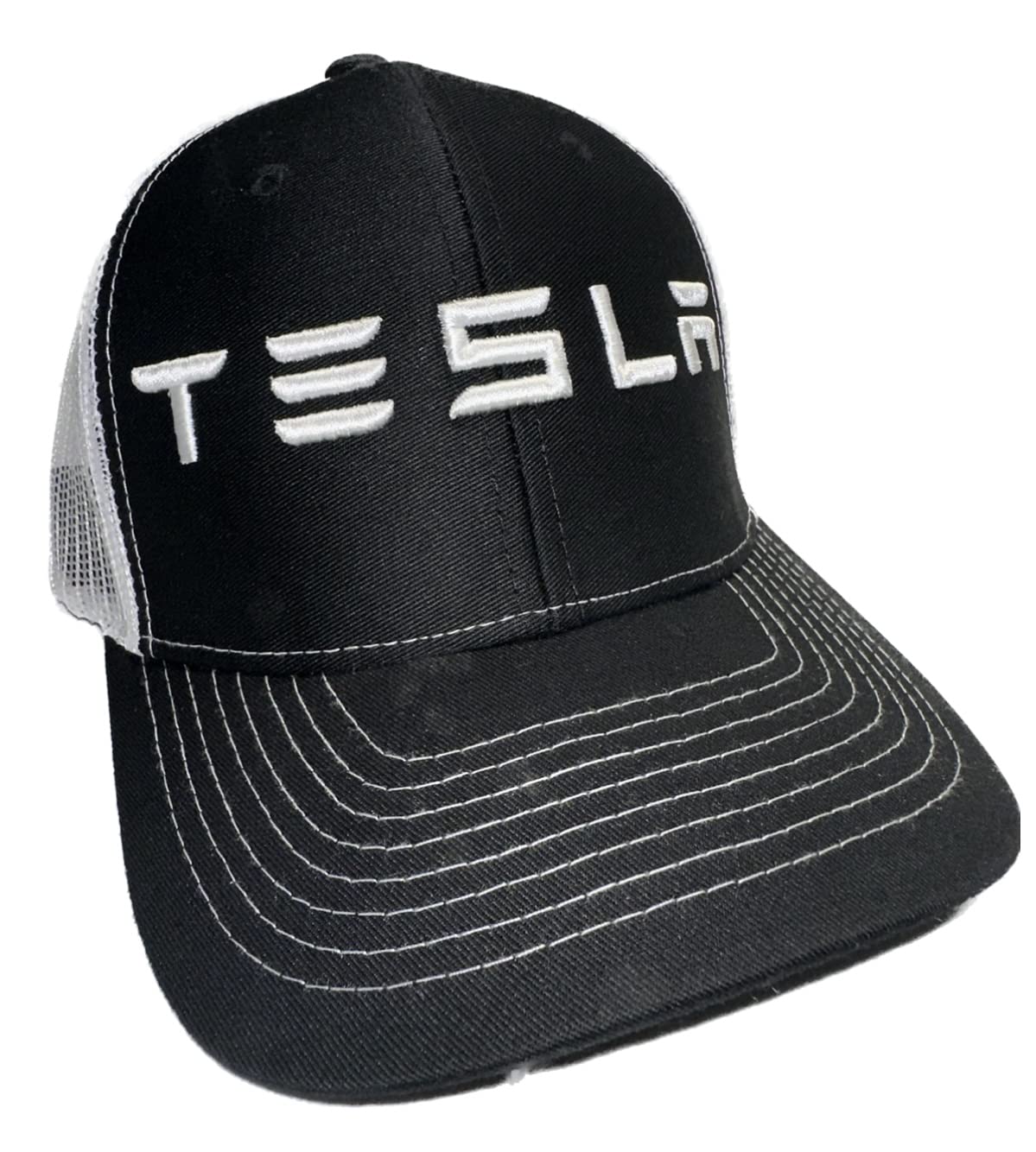 Tesla 3D Black & White Trucker Hat