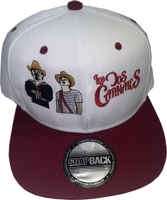 Los Dos Carnales Red and White Snapback Gorra