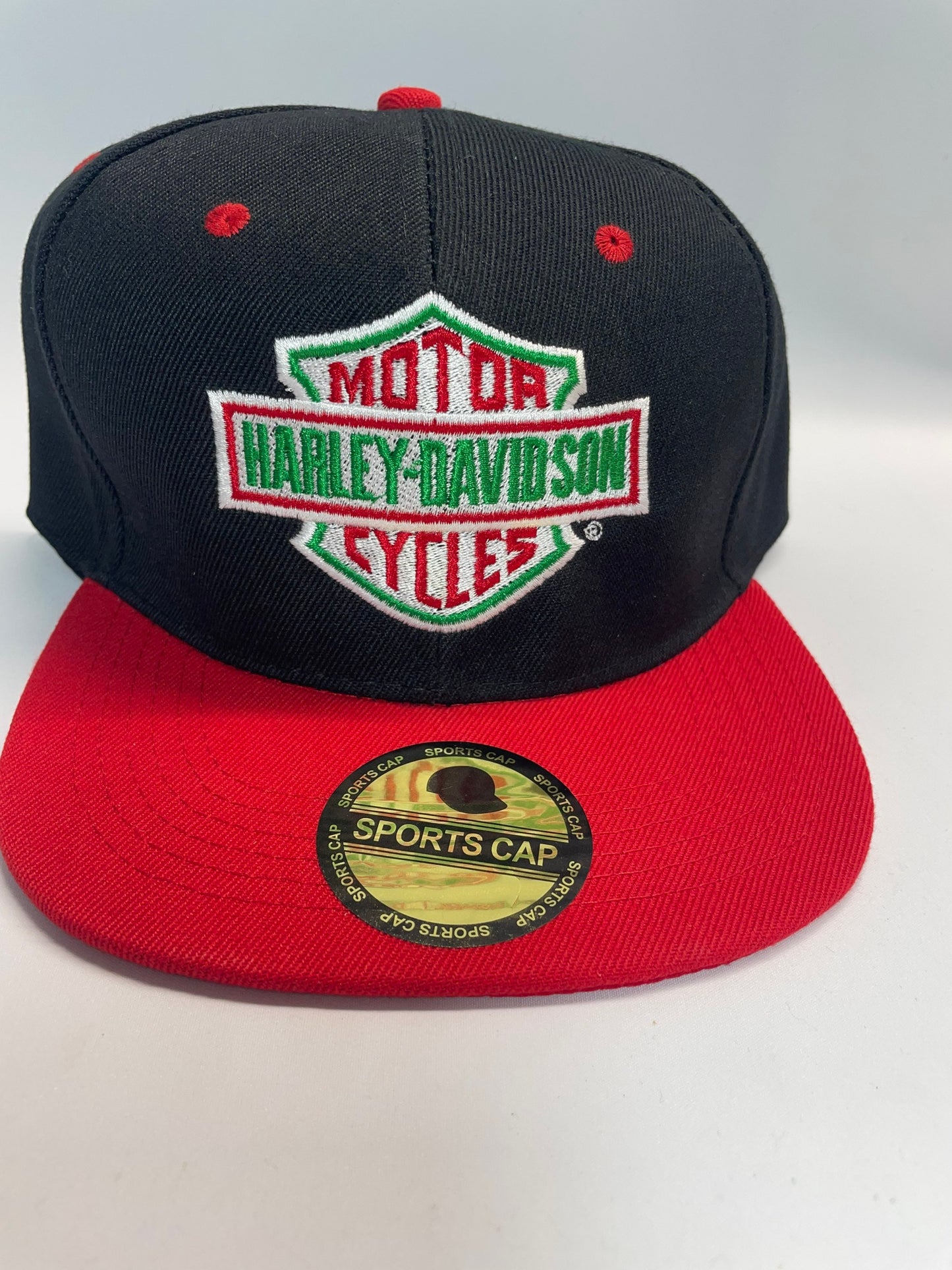 Red White and Green Harley Davidson Logo On Black/Red SnapBack